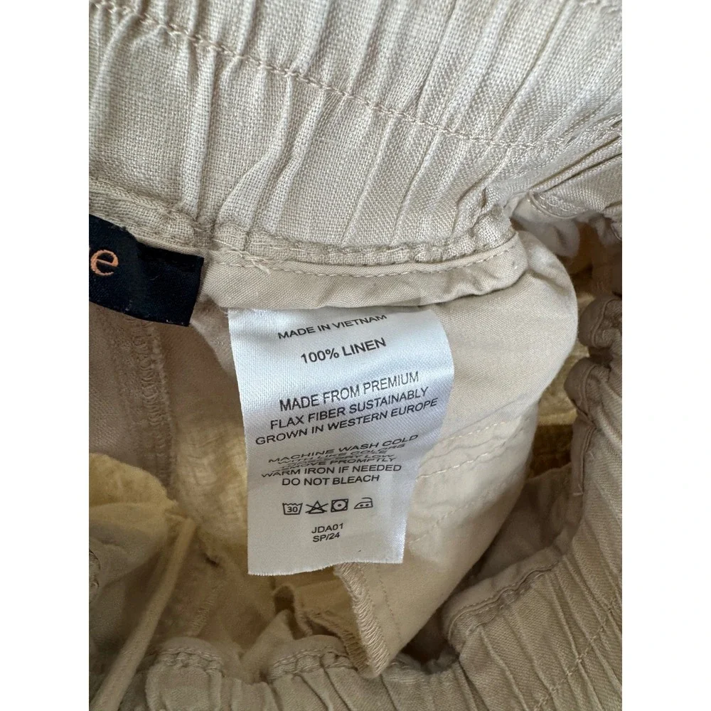 Quince 100% European Linen Wide Leg Pants Driftwood Tan Womens Medium JDA01
